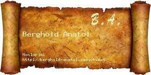 Berghold Anatol névjegykártya